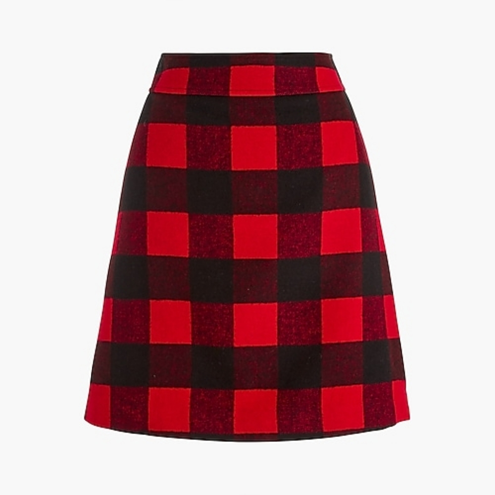 🆕️ J Crew Red Black Buffalo Check Wool Skirt